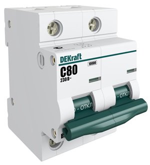 DEKraft Автоматический выключатель 2Р 80А х-ка С ВА-201 10кА