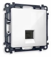 Комплект механизма телефонной розетки ALFA MA112030 Белый глянец RJ-11(4P4C) с защитной шторкой QUANT