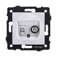 Розетка двойная спутниковая SAT + RJ45 Cat.6, белый Kollinger REA-022WH для Aspekt, Eleganz, Reflex