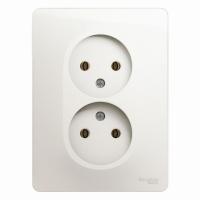 SE Glossa Перламутр Розетка 2-ая б/з, 16А (в сборе)