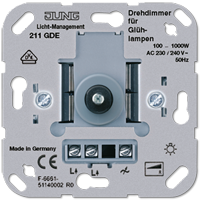 JUNG Мех Светорегулятор поворотно-нажимной 100-1000 Вт для л/н
