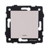 Выключатель 1-клавишный перекрестный 10А/250В с LED подсветкой, кашемир матовый Kollinger REA-S-015CM для Aspekt, Eleganz, Reflex