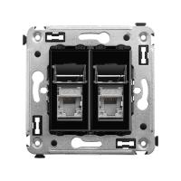 DKC Avanti Черный квадрат Компьютерная розетка RJ-45 двойная  категория 6 экранированная