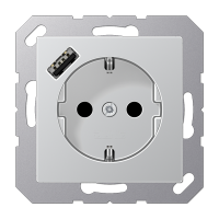 JUNG Розетка SCHUKO® с USB-зарядным устройством, тип А термопласт алюминий