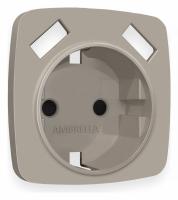 Лицевая панель OMEGA (Серо-бежевый матовый) для электрической розетки с/з со шторками 2USB A+A QUANT OP3690