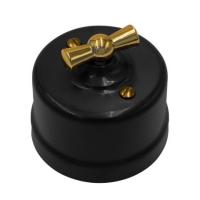 BIRONI Лизетта Пластик Черный Выключатель проходной 1-кл, ручка Золото