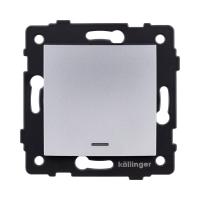 Выключатель 1-клавишный перекрестный 10А/250В с LED подсветкой, изогнутый, серый Kollinger REA-R-015GY для Aspekt, Eleganz, Reflex