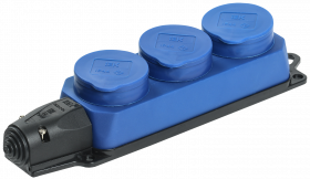 IEK OMEGA РБ33-1-0м Розетка трехместная IP44 синяя