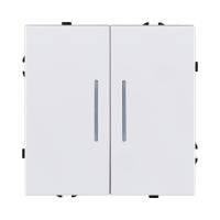 Выключатель 2-клавишный проходной 10А/250В с LED подсветкой, белый глянцевый Kollinger Eclipse EC-011WG