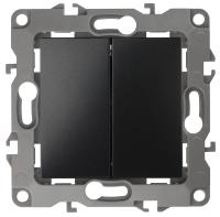 ЭРА 12-1104-05 Выключатель двойной, 10АХ-250В, IP20, 12, Антрацит