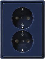 Gira S-Color Синий Розетка 2-ая с/з, с установочной рамкой