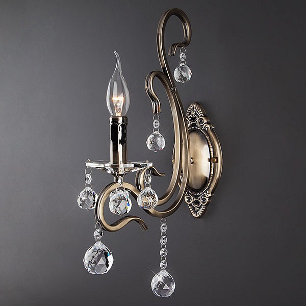 Бра с хрусталем 12505/1 античная бронза Eurosvet Ernin