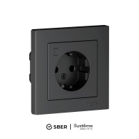 Systeme Electric AtlasDesign Smart Карбон Розетка с заземл., со шт., Zigbee, L+N, 16А, мех.