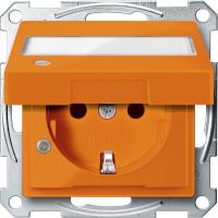 SE Merten SM Оранжевая Розетка Schuko для спец. сетей с крышкой,полем для надписи и индикацией (MTN2313-0302)