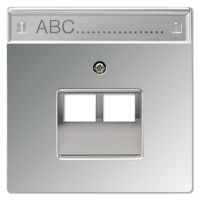 JUNG LS 990 Блестящий хром Накладка 2-ой наклонной ТЛФ/комп розетки с полем для надписи