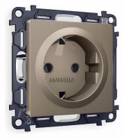 Комплект механизма электрической розетки ALFA MA636010 Темная бронза матовый с заземлением на винтовых зажимах 2P+E 16A-250V QUANT