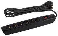 ЭРА Сетевой фильтр SFX-6es-2m-B с надежной защитой с заземлением с выключателем 6 розеток 2м 10А черный