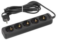 ЭРА Удлинитель электрический UX-5e-5m-B с заземлением 5 розеток 5 м ПВС 3х0,75мм2 10А черный