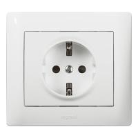 Legrand Galea Life Белый Розетка с/з с защитными шторками (мех. + лиц.панель)
