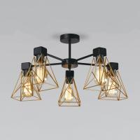 Потолочная люстра в стиле лофт 70107/5 черный/латунь Eurosvet Trappola