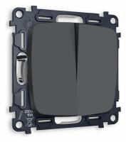 Комплект механизма 2-клавишного проходного выключателя OMEGA MO903020 Графит мягкое касание QUANT