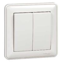 SE Wessen 59 Бел Выключатель 2-клавишный , 10АХ, (в сборе)