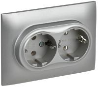 IEK SKANDY Серебряный Розетка 2-ая с/з без защитных шторок 16А в сборе SK-R08S