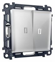 Комплект механизма 2-клавишного проходного выключателя с подсветкой 5600K ALFA MA404035 Серебро глянец QUANT