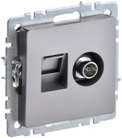 IEK BRITE Роз. двойная TV+RJ45 кат.5E РТВ/РК12-БрС сталь