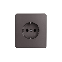 KRANZ Розетка ROUND 1-ая с/з с/у, со шторками 16А титан