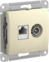 SE Glossa Беж Розетка двойная TV + компьютерная RJ45, кат. 5Е