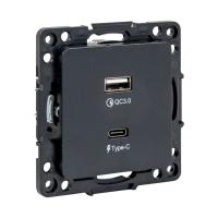 EKF PROxima Стокгольм Черный Розетка с 2USB type A+C