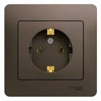 SE Glossa Шоколад Розетка с/з, 16А (в сборе)