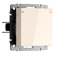 Розетка с заземлением и шторками c крышкой IP44 N (айвори матовый) W1171262