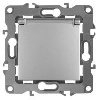 ЭРА 12-2103-03 Розетка 2P+E Schuko со шторками с крышкой, 16A-250В, IP20, 12, Алюминий