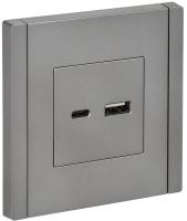 IEK FORTE&PIANO Сталь Розетка USB A+C 18Вт FP551
