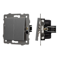 Arlight Механизм выключателя двухклавишный проходной SWT-MKP2-PL-GR-V (250V, 10A) (-)