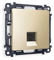 Комплект механизма телефонной розетки ALFA MA612030 Шампань RJ-11(4P4C) с защитной шторкой QUANT