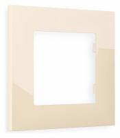 Рамка ALFA Qubi (Бежевый глянец) 1-ая AF250301