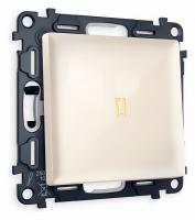 Комплект механизма 1-клавишного проходного выключателя с подсветкой 3200K ALFA MA302030 Бежевый глянец QUANT