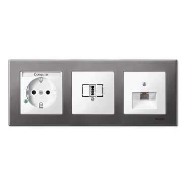 SE Merten SM M-Elegance Серый родий Рамка 3-ая