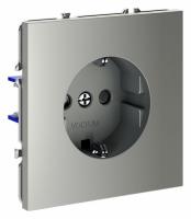 Розетка встраиваемая VOLTUM S70 с заземлением и защитными шторками, 16А, (сталь)