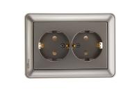 SE Wessen 59 Шампань Розетка 2-ая с/з с защитными шторками (в сборе, с рамкой)