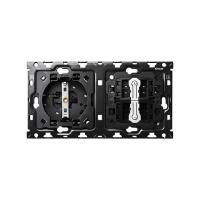 Simon 100 Кит 2 поста механизм 1 розетка Schuko + 2 переключателя (проходные) + суппорт