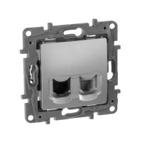 Legrand Etika Алюминий Розетка телефонная + компьютер (RJ11+RJ45) 5 категория  UTP