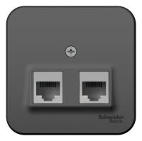 SE Blanca наруж Антрацит Розетка 2-ая компьютерная RJ45, кат.5E, изол. пластина