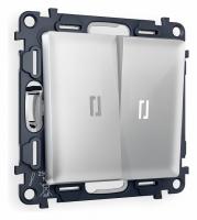 Комплект механизма 2-клавишного выключателя с подсветкой 5600K ALFA MA404015 Серебро глянец QUANT