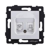 Розетка двойная RJ11 + RJ45 Cat.6, белый Kollinger REA-011WH для Aspekt, Eleganz, Reflex