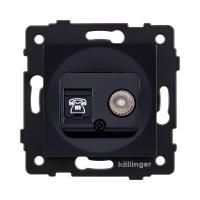 Розетка двойная TV (мама) + телефонная розетка RJ11, черный Kollinger REA-013BK для Aspekt, Eleganz, Reflex