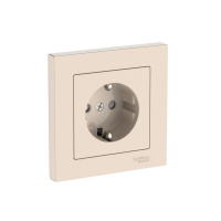 Systeme Electric AtlasDesign Бежевый Розетка с заземлением со шторками, 16А, в сборе, быстрозажим. клем.